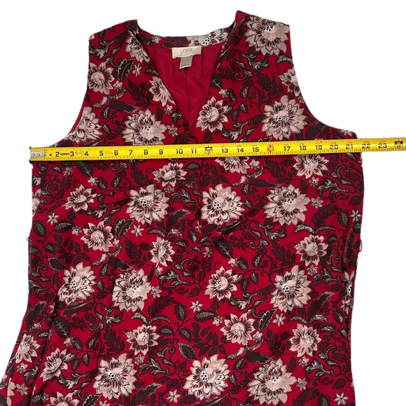 LOFT Sleeveless Red/Black V-neck Dress! - Picture 4 of 6